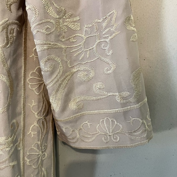 Chico's Beige Boho Embroidered Jacket with Fringe size 1 NWOT - Picture 6 of 8